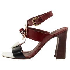 Louis Vuitton Tricolor Leather Ankle Strap Sandals Size 36.5