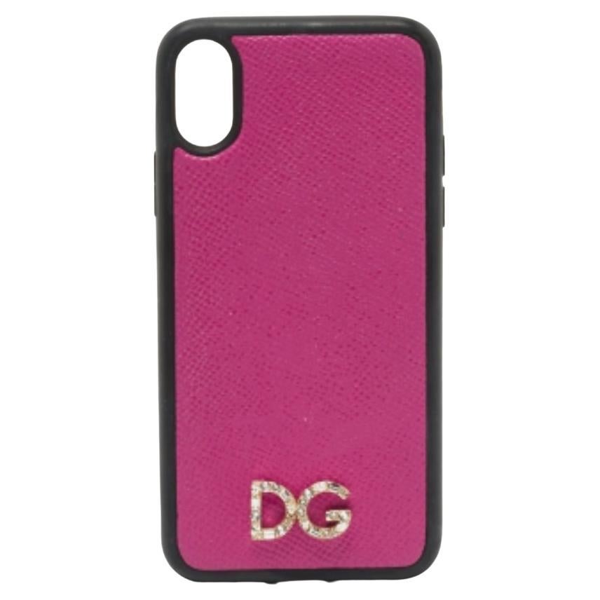 Funda de piel rosa/negra Dolce & Gabbana para iPhone X