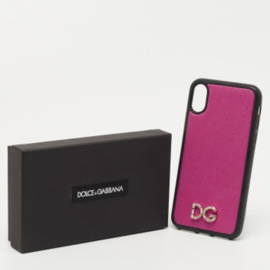 Funda de piel rosa/negra Dolce & Gabbana para iPhone X en venta 3