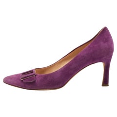 Used Tod's Purple Suede Buckle Pumps Size 39.5