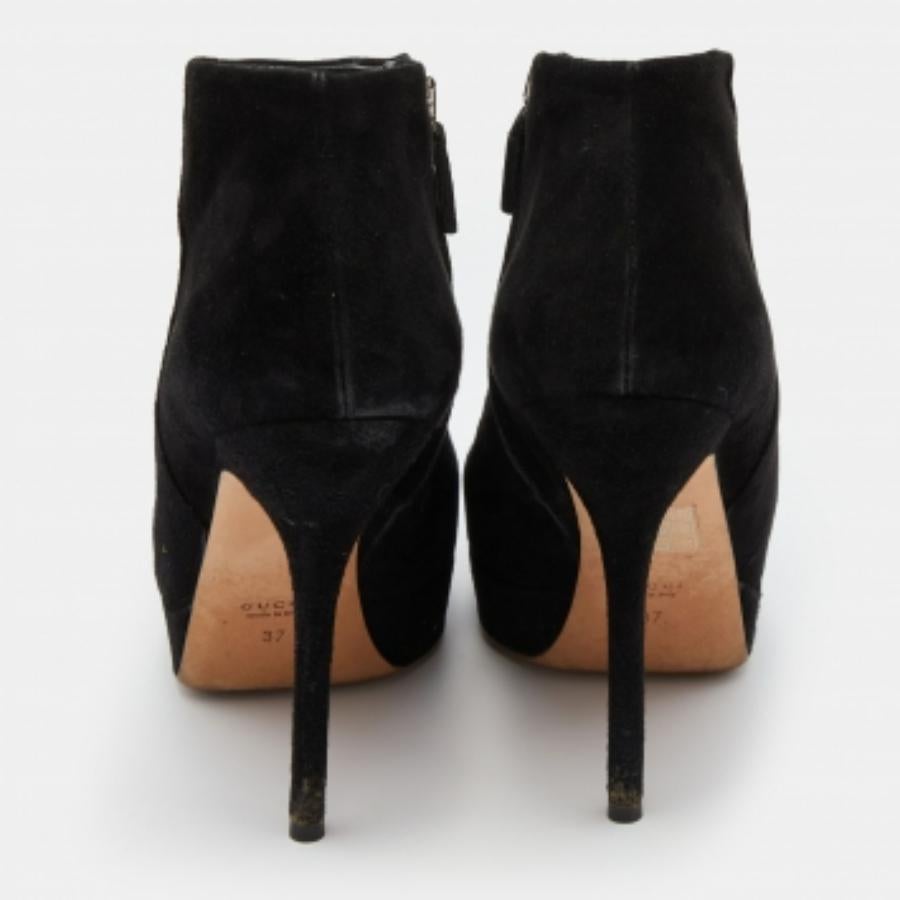 Gucci Botas de ante negro con plataforma hasta el tobillo Talla 37 en venta 1