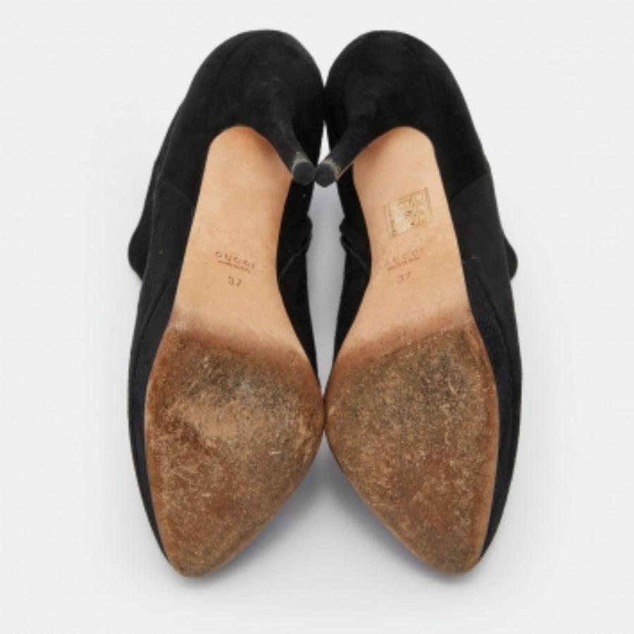 Gucci Botas de ante negro con plataforma hasta el tobillo Talla 37 en venta 2