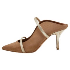 Malone Souliers Mules in tessuto e pelle marrone/oro taglia 38.5