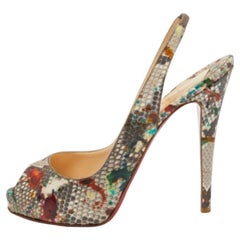 Christian Louboutin Multicolor Python No Prive Slingback Pumps Size 41