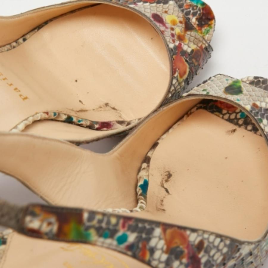 Christian Louboutin Multicolor Python No Prive Slingback Pumps Size 41 For Sale 1