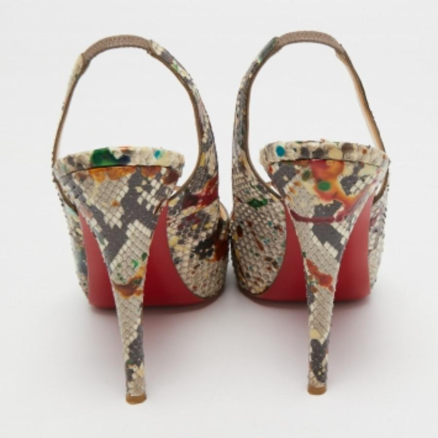 Christian Louboutin Multicolor Python No Prive Slingback Pumps Size 41 For Sale 2