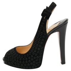 Christian Louboutin Black Suede Aicha Slingback Pumps Size 41
