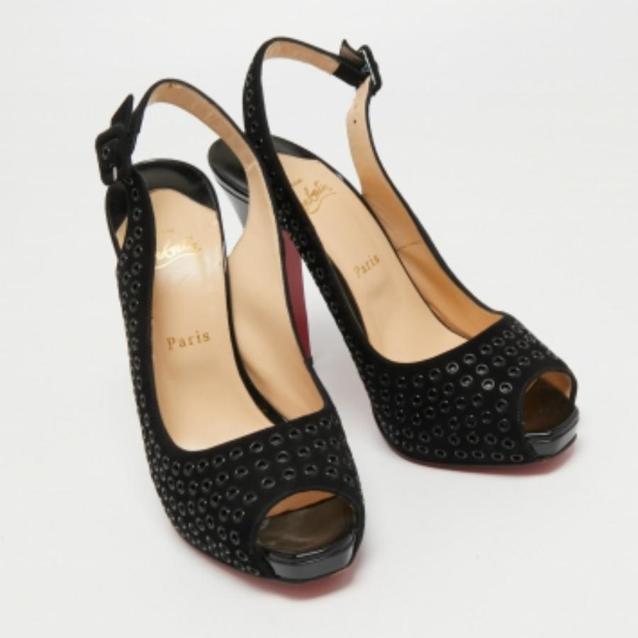 Christian Louboutin Aicha Slingback Pumps en daim noir Taille 41 Pour femmes en vente
