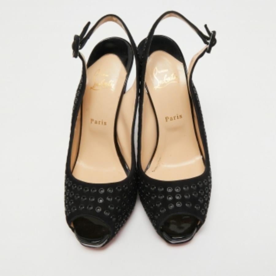 Christian Louboutin Aicha Slingback Pumps en daim noir Taille 41 en vente 2