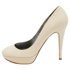Gina Cremefarbene Plateau-Pumps aus Leder Größe 39