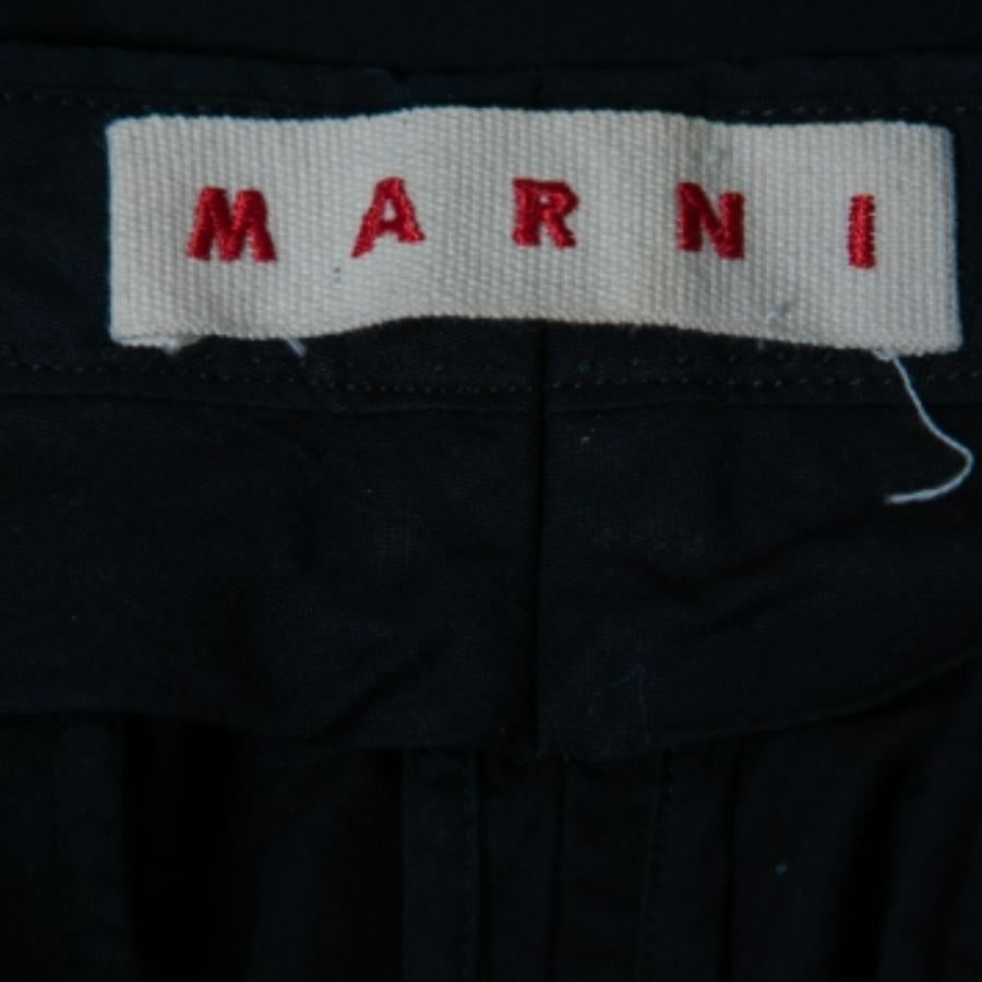 Nero Pantaloni a zampa dritta in cotone blu marino di Marni S in vendita