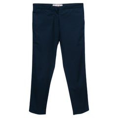 Pantaloni a zampa dritta in cotone blu marino di Marni S