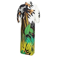 Valentino White Jungle Print Cotton Puff Sleeve Long Dress S