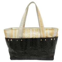 Bolso con cremallera MCM en piel estampada pitón amarillo/negro