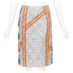 PRADA 2015 paisley oriental border patchwork silk jacquard pencil skirt IT38