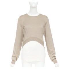 OLD CELINE Phoebe Philo beige cream silk cotton high low hem sweater S