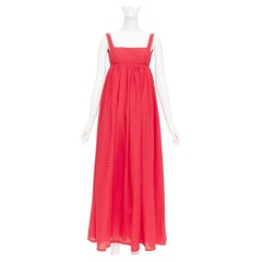 EMILIA WICKSTEAD Evelina red seersucker textured square neck maxi dress UK6 XS