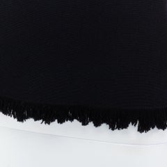 TOM FORD negro lana virgen algodón flecos manga corta top ajustado IT36 XXS