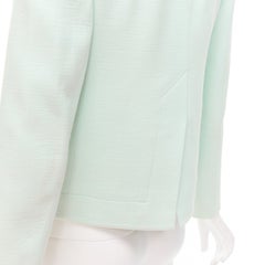 CARVEN pastel green viscose virgin wool shoulder darts blazer FR36 S