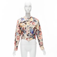 LOUIS VUITTON 2022 Runway Vintage Flower pearl button cropped jacket FR34 X