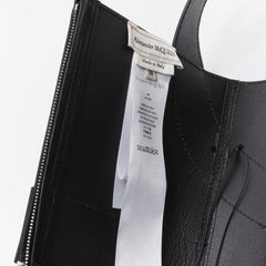 ALEXANDER MCQUEEN 2020 Runway black leather bustier white lace dress IT38 S