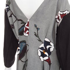 MARNI multicolour beige floral print back contrast dropped sleeve dress IT38 XS