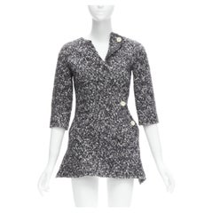 OLD CELINE Runway Phoebe Philo 2014 grey wool boucle bias diagonal top FR34 XS