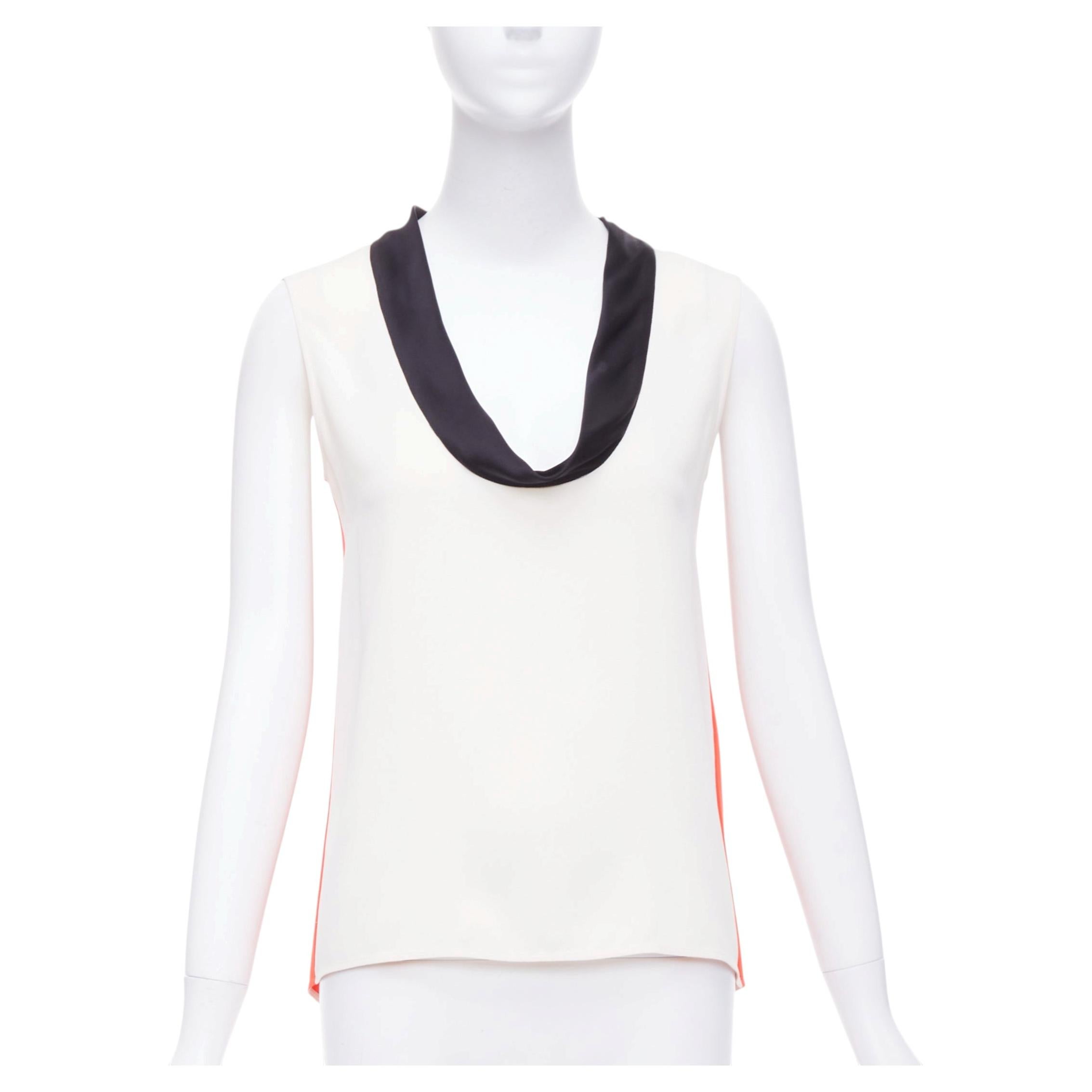 Pre-owned Phoebe Philo Old Celine  Orange Black Cream Colorblocked Tank Top Fr36 S In White