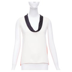 Débardeur colorblocked OLD Celine Phoebe Philo orange noir crème FR36 S