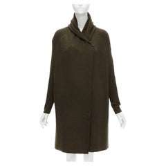 VINCE army green yak wool shawl neck single button wrap cardigan coat XXS