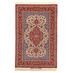 Alfombra Persa Isfahan Vintage en Kork y Seda - Tamaño: 7'7 X 5