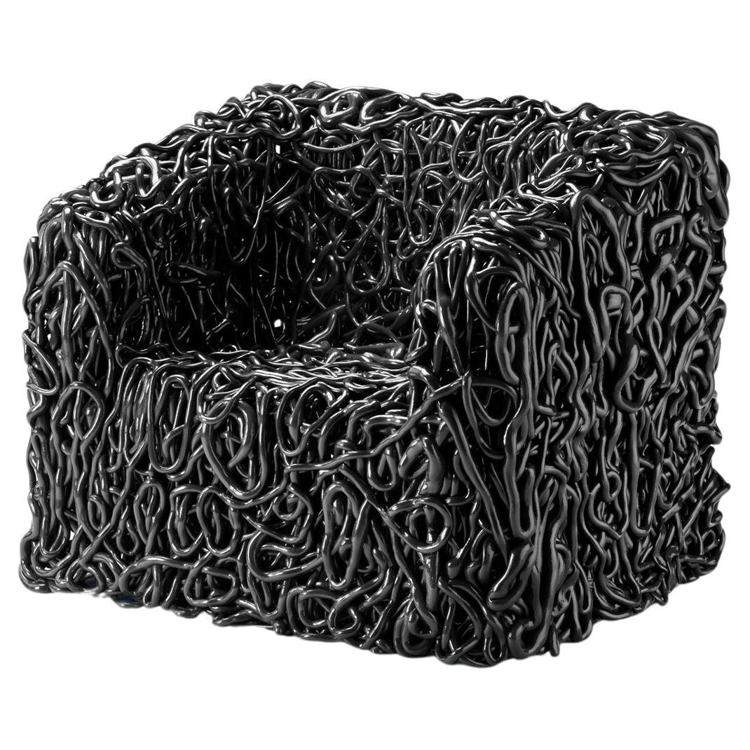Fauteuil à assise Senzafine en polyuréthane noir par Gaetano Pesce