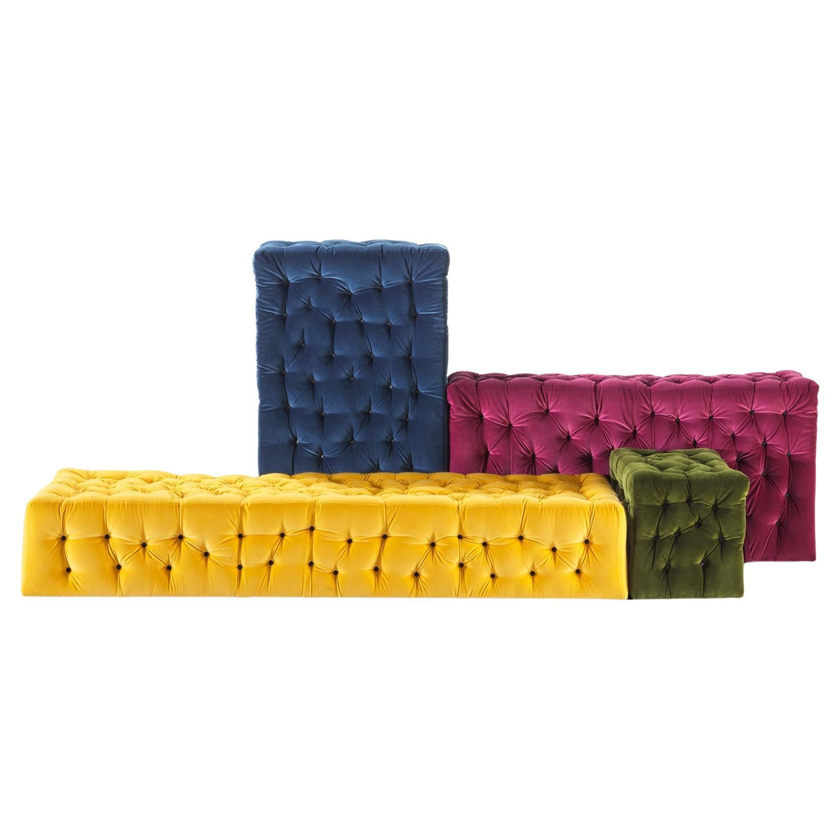 Meritalia La Michetta Komposition 4 Sofa aus Samt von Gaetano Pesce