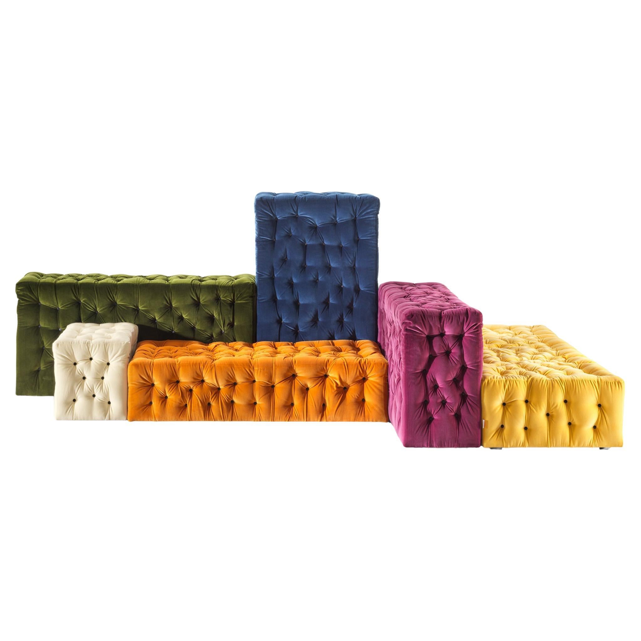 Meritalia La Michetta Composition 7 Sofa in Velvet by Gaetano Pesce For Sale