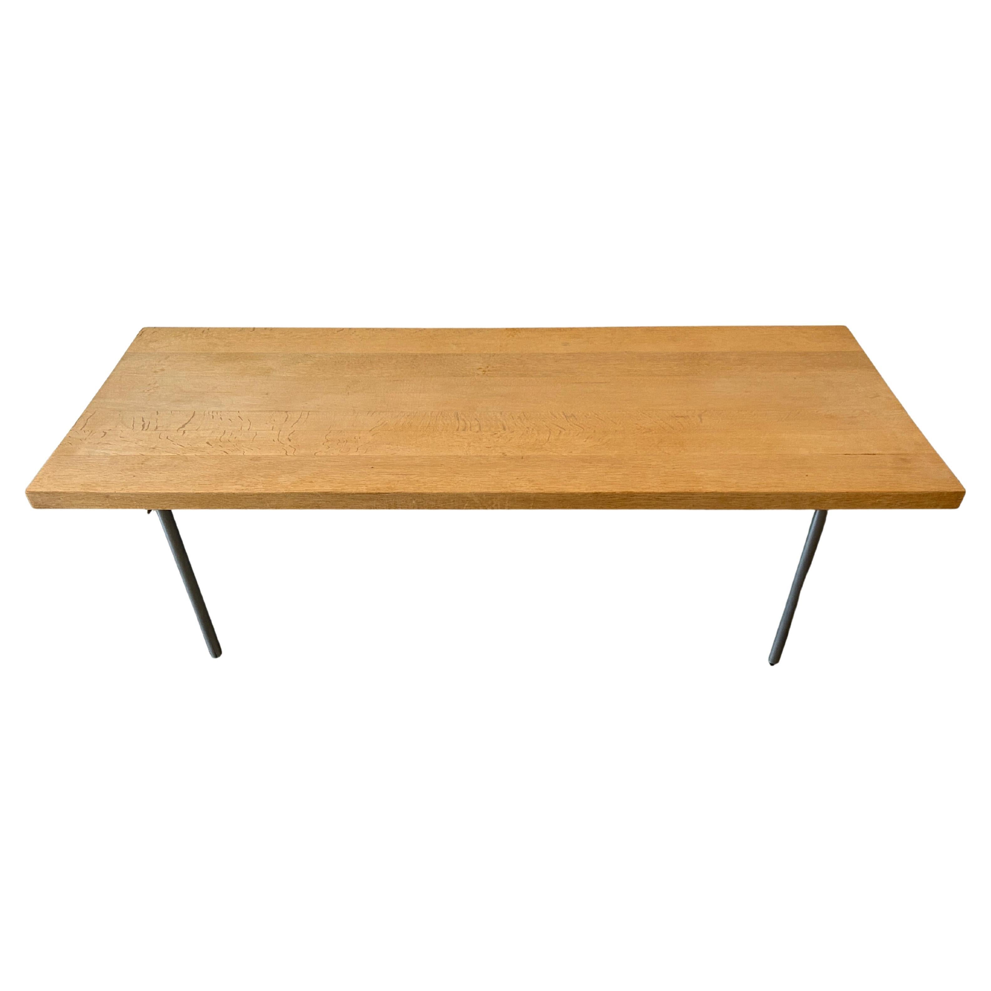 Mid Century Danish Modern Solid White Oak Coffee Table Metal Legs For Sale