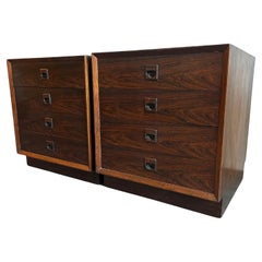 Pair Mid-Century Danish Modern Rosewood 4 drawer nightstands
