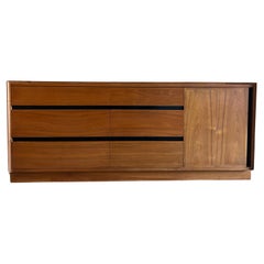 Mid century modern 9 drawer Walnut credenza with cabinet door