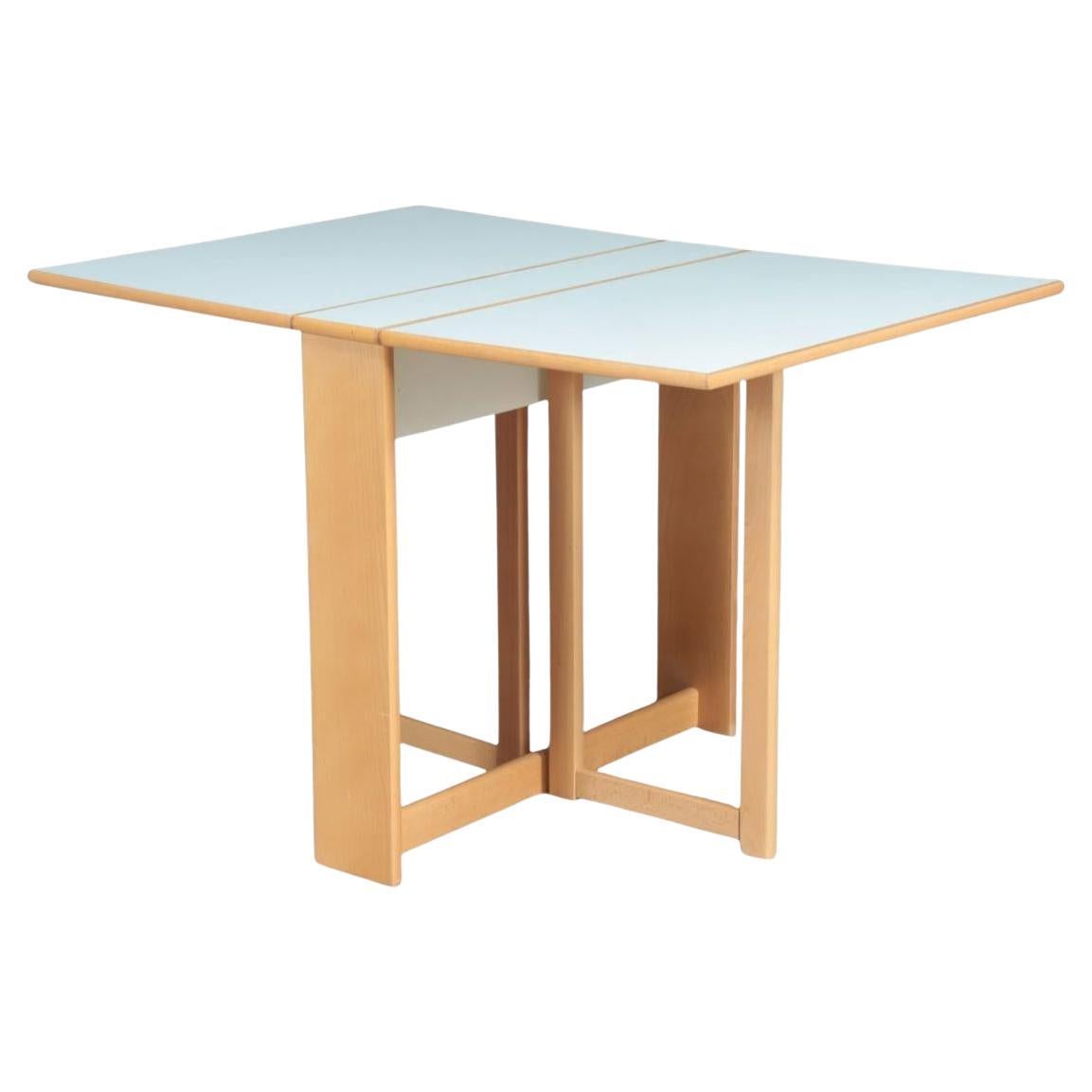 Post modern white laminate drop leaf folding dining Table