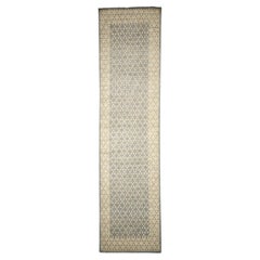 Tappeto Afghanistan Oushak Runner - Disegno in lana blu avorio - 88043