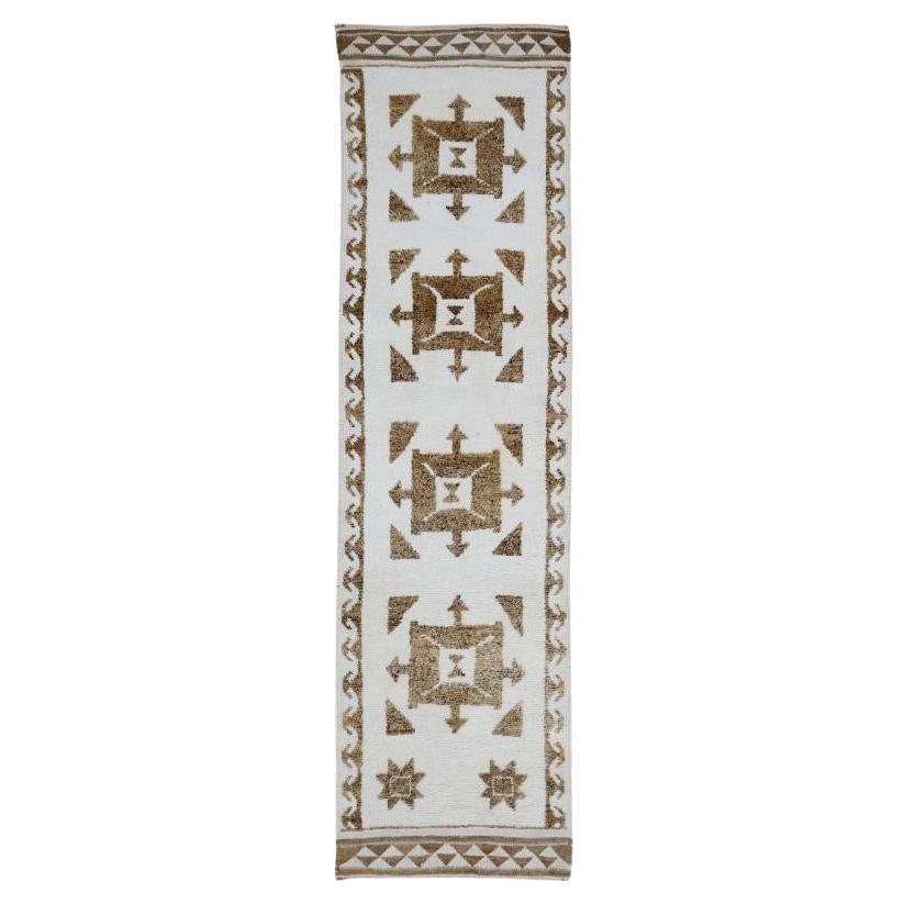 Tapis de course Turkey Anatoly - Laine Brown Ivory Design - 93211 en vente