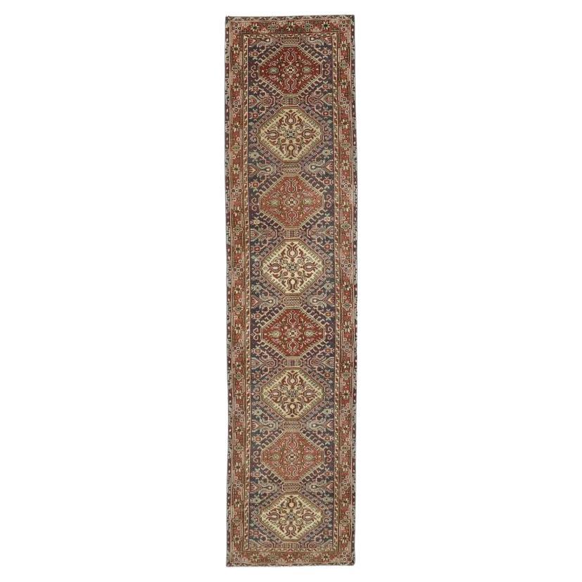 Tappeto Runner Turkey Anatoly - Lana Nero Avorio Rosso Design - 93255 in vendita
