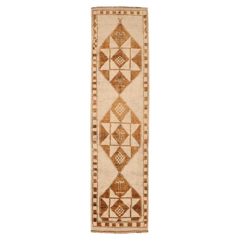 Tappeto Runner Turkey Anatoly - Lana Marrone Avorio Design - 93340