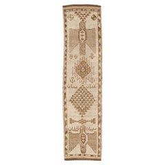 Afghanistan Anatoly Runner Rug - Wool Brown Ivory Design - 93316