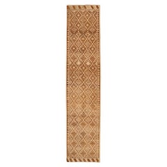 Turkey Anatoly Runner Rug - Wool Brown Ivory Design - 93342