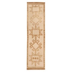 Turkey Anatoly Runner Rug - Wool Brown Ivory Design - 93373
