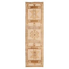 Turkey Anatoly Runner Rug - Wool Brown Ivory Design - 93375