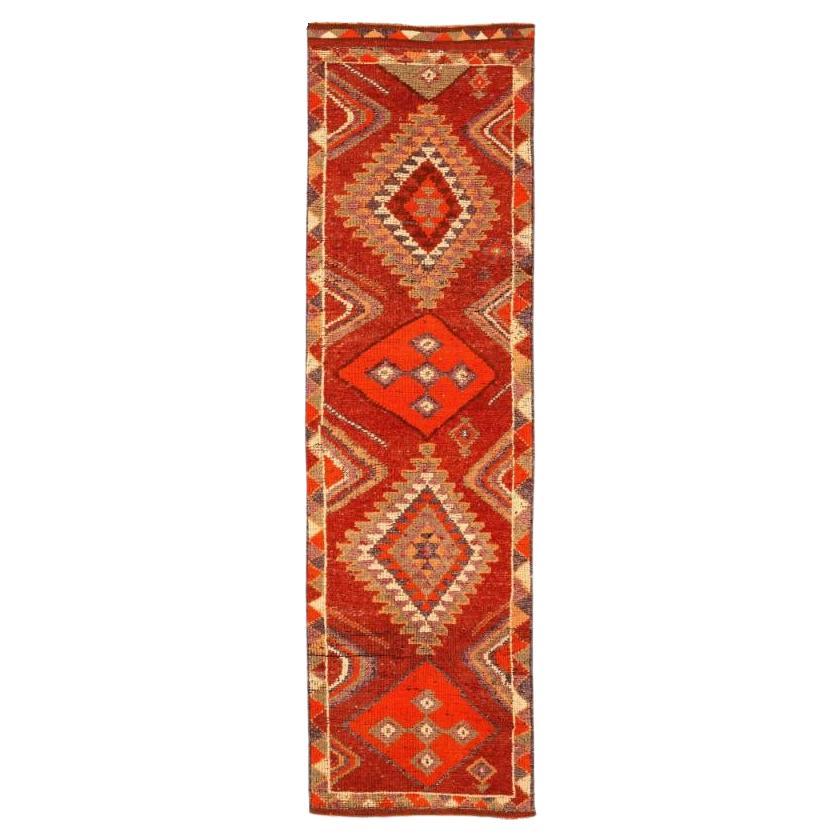 Tappeto Afghanistan Anatoly Runner - Design rosso lana - 93455 in vendita