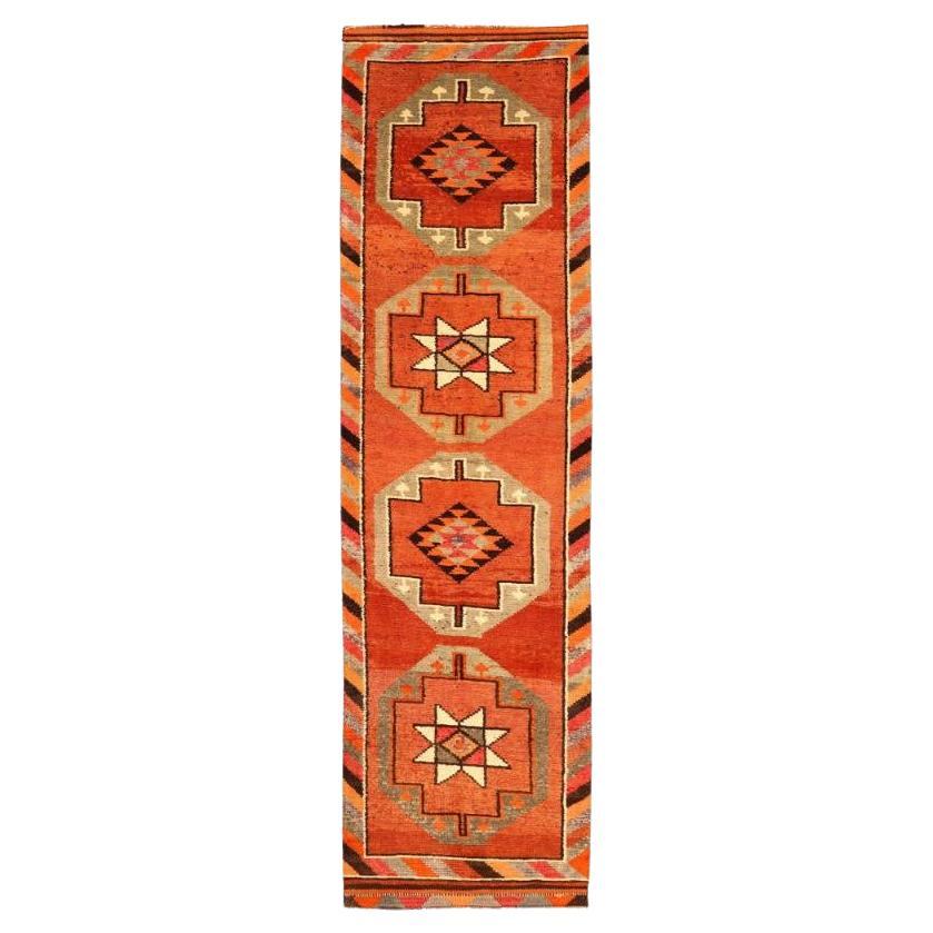 Tappeto Afghanistan Anatoly Runner - Lana Arancione Rosso Design - 93465