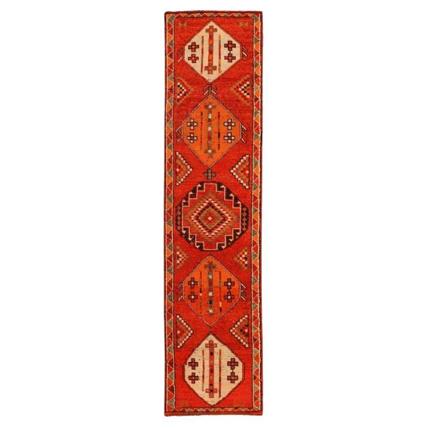 Afghanistan Anatoly Runner Rug - Wool Ivory Orange Red Design - 93456