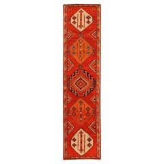 Afghanistan Anatoly Runner Rug - Wool Ivory Orange Red Design - 93456